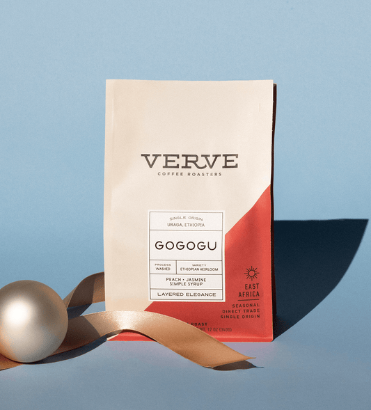 Verve Coffee Roasters - Gogogu - 12oz - Single Origin - Uraga, Ethiopia - Process: Washed - Variety: Ethiopian Heirloom - Tasting Notes: Peach, Jasmine, Simple Syrup - Layered Elegance - Latin America - Seasonal - Direct Trade - Light Roast - Whole Bean Coffee