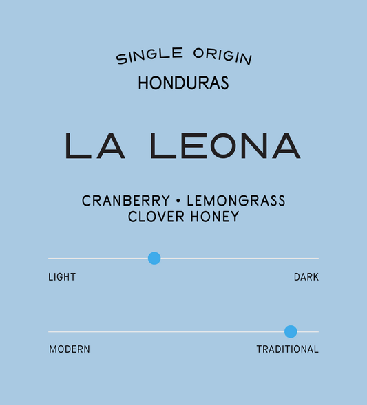 Verve Coffee Roasters - La Leona - Scent Profile - Single Origin - Santa Barbara, Honduras - Tasting Notes: Cranberry, Lemongrass, Clover Honey - Light + Traditional