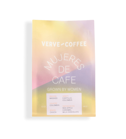 Verve Coffee Roasters - Mujeres De Cafe - 12oz - Grown By Women - Process: Washed - Variety: Castillo, Colombia - Country: Colombia - Region: Cauca - Tasting Notes: Red Apple, Caramel, Milk Chocolate