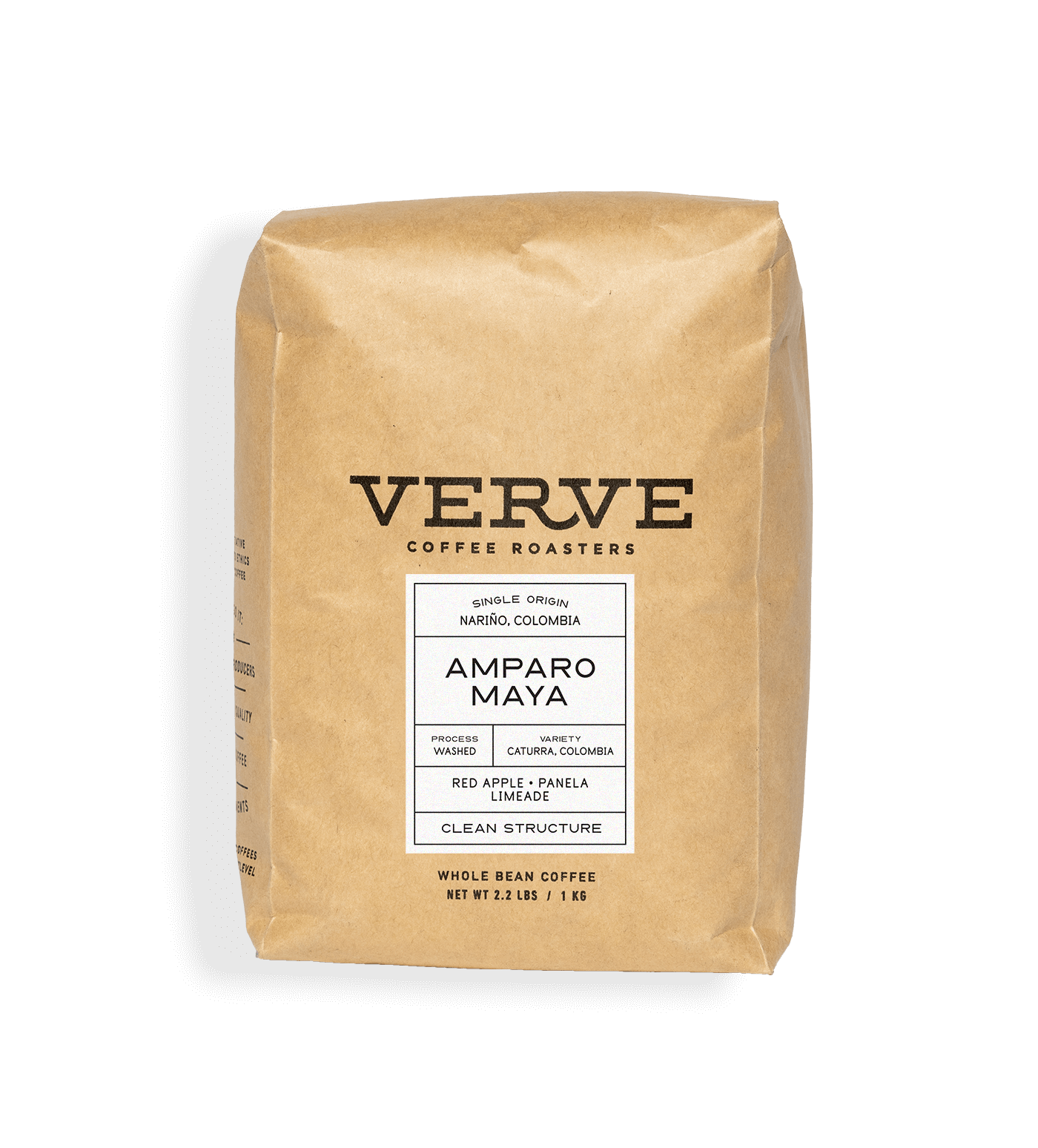 Verve Coffee Roasters - Amparo Maya - 1kg - Single Origin - Narino, Colombia - Process: Washed - Variety: Caturra, Colombia - Tasting Notes: Red Apple, Panela, Limeade - Clean Structure - Whole Bean Coffee - 2.2 lbs / 1 kg