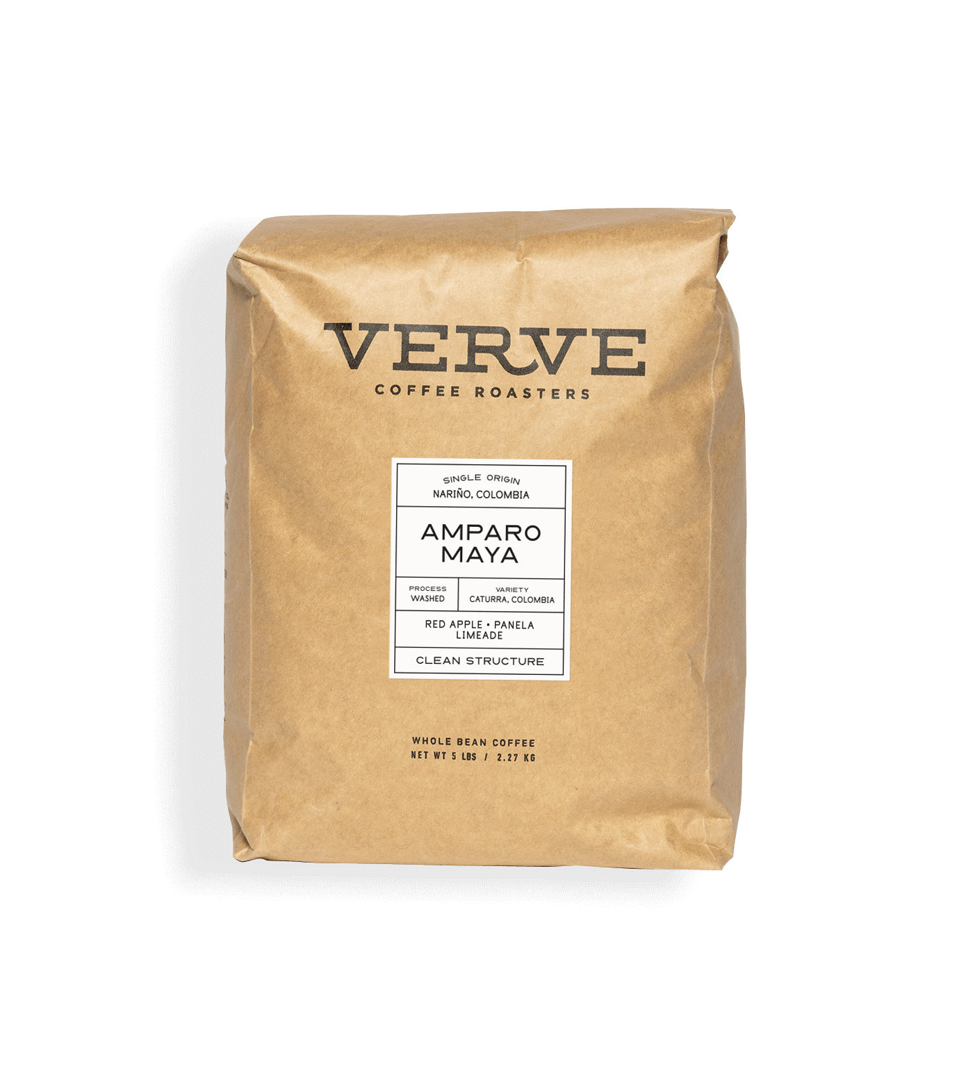 Verve Coffee Roasters - Amparo Maya - 5lb - Single Origin - Narino, Colombia - Process: Washed - Variety: Caturra, Colombia - Tasting Notes: Red Apple, Panela, Limeade - Clean Structure - Whole Bean Coffee - 5 lbs / 2.27 kg