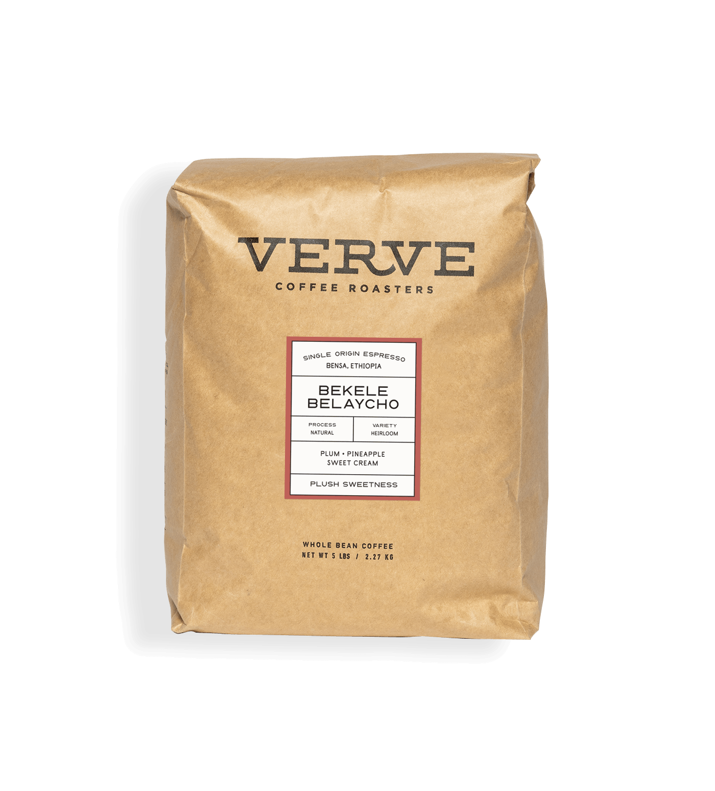 Verve Coffee Roasters - Bekele Belaycho Espresso - 5lb - Single Origin - Process: Natural - Variety: Heirloom - Tasting Notes: Plum, Pineapple, Sweet Cream - Plush Sweetness - Whole Bean Coffee - 5 lbs / 2.27 kg