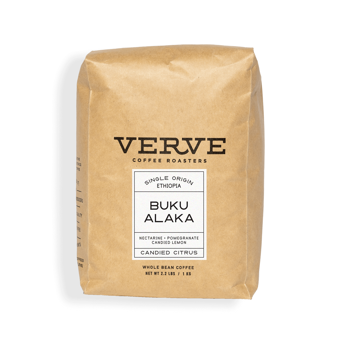 Verve Coffee Roasters - Buku Alaka - Single Origin Ethiopia - Tasting Notes: Necatarine, Pomegranate, Candied Lemon - Candied Citrus - Whole Bean Coffee - 2.2 lbs / 1 kg