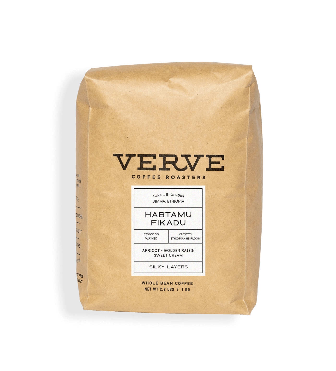Verve Coffee Roasters - Habtamu Fikadu - 1kg - Single Origin - Jimma, Ethiopia - Process: Washed - Variety: Ethiopian Heirloom - Tasting Notes: Apricot, Golden Raisin, Sweet Cream - Silky Layers - Whole Bean Coffee - 2.2 lbs / 1 kg