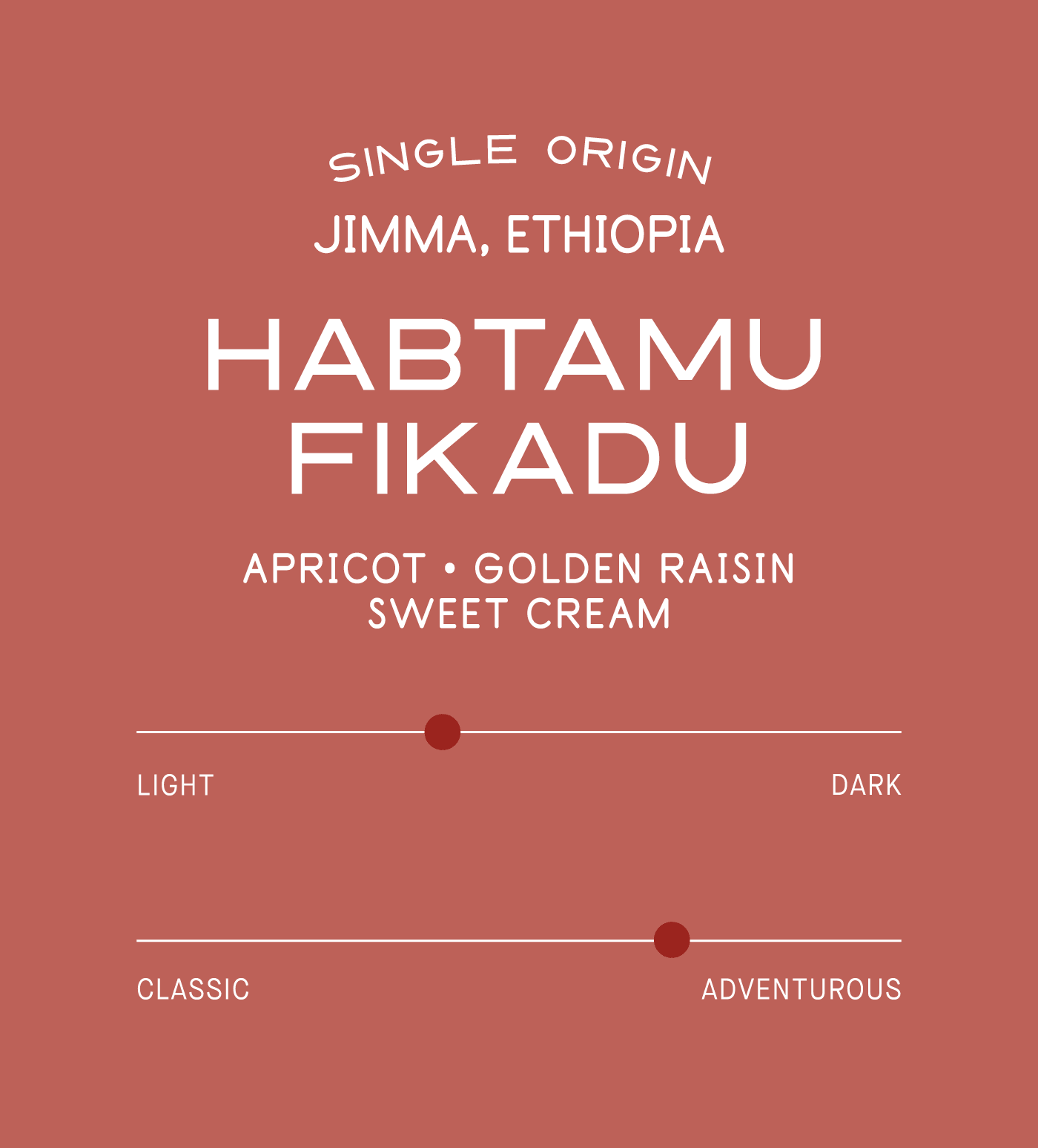 Verve Coffee Roasters - Habtamu Fikadu - Scent Profile - Single Origin - Jimma, Ethiopia - Tasting Notes: Apricot, Golden Raisin, Sweet Cream - Light + Adventurous
