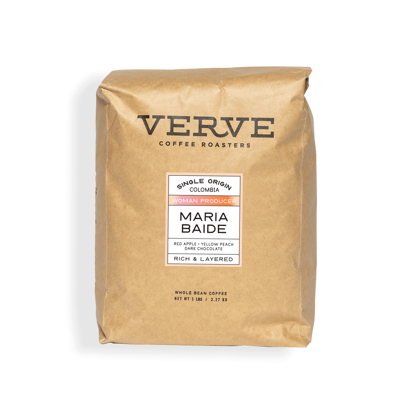 Verve Coffee Roasters - Maria Baide - 5lb - Single Origin - Honduras - Woman Producer - Tasting Notes: Red Apple, Yellow Peach, Dark Chocolate - Rich & Layered - Whole Bean Coffee - 5 lbs / 2.27 kg