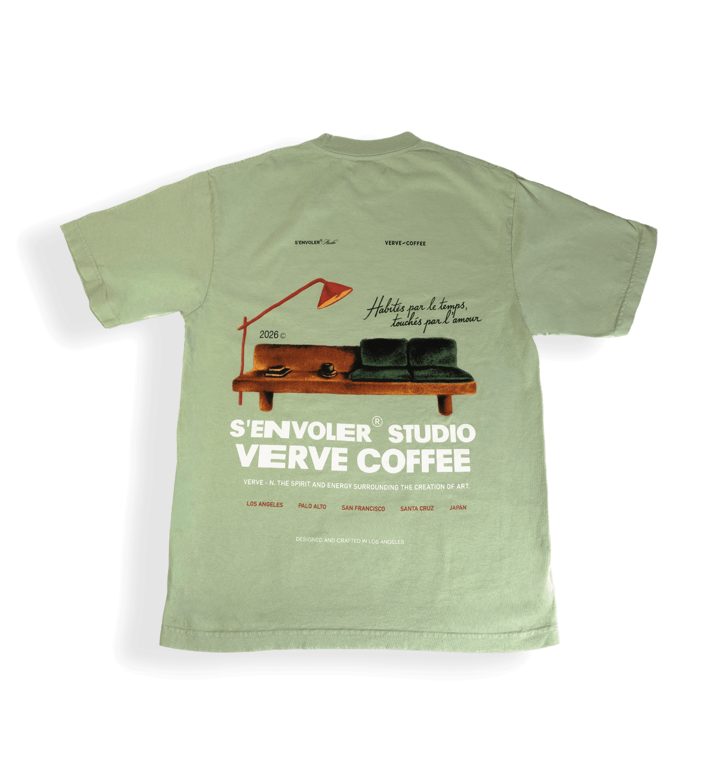 Verve Coffee Roasters - S'Envoler Shirt - 2026 - Habites par le temps, touches par l'amour - S'envoler Studio - Verve Coffee - Verve - N. The Spirit and Energy Surrounding the Creation of Art - Los Angeles - Palo Alto - San Francisco - Santa Cruz - Japan - Designed and Crafted in Los Angeles