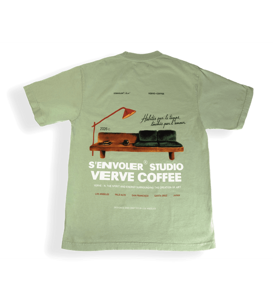 Verve Coffee Roasters - S'Envoler Shirt - 2026 - Habites par le temps, touches par l'amour - S'envoler Studio - Verve Coffee - Verve - N. The Spirit and Energy Surrounding the Creation of Art - Los Angeles - Palo Alto - San Francisco - Santa Cruz - Japan - Designed and Crafted in Los Angeles