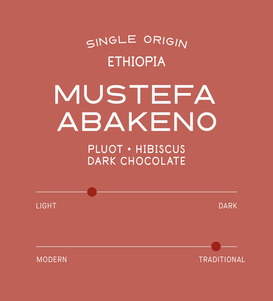 Verve Coffee Roasters - Mustefa Abakeno - Scent Profile - Single Origin - Jimma, Ethiopia - Tasting Notes: Pluot, Hibiscus, Dark Chocolate - Light + Traditional