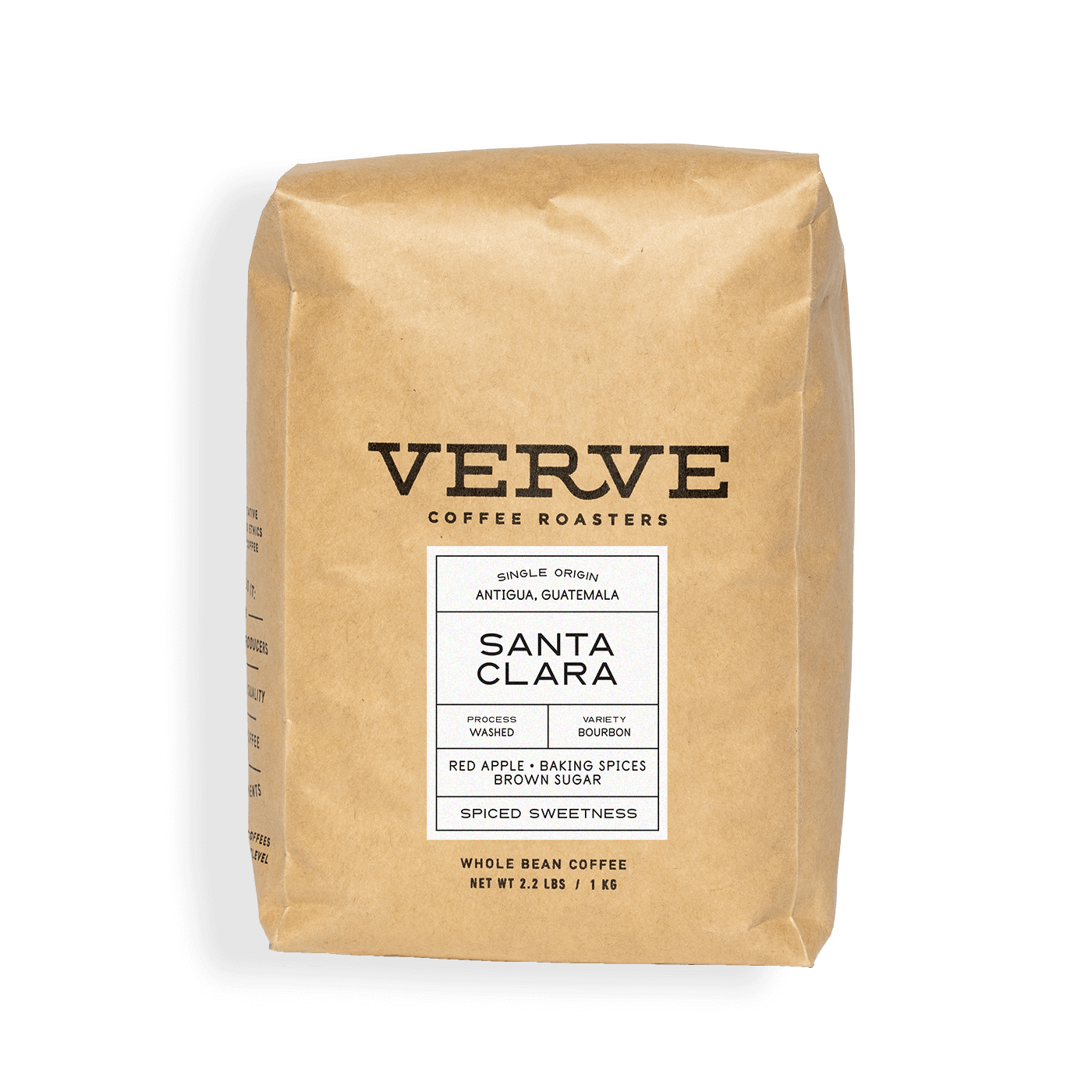 Verve Coffee Roasters - Santa Clara - 1kg - Single Origin - Antigua, Guatemala - Process: Washed - Variety: Bourbon - Tasting Notes: Red Apple, Baking Spices, Brown Sugar - Spiced Sweetness - Whole Bean Coffee - 2.2 lbs / 1 kg