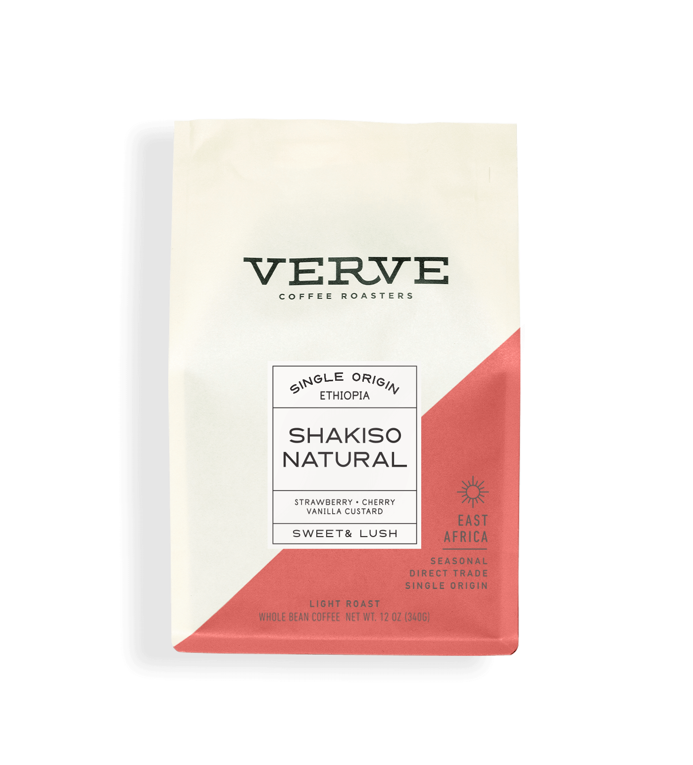 Verve Coffee Roasters - Shakiso Natural - Single Origin - Ethiopia - Tasting Notes: Strawberry, Cherry, Vanilla Custard - Sweet & Lush - East Africa - Seasonal - Direct Trade - Light Roast
