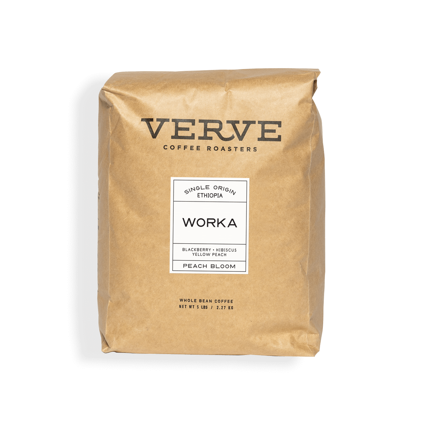 Verve Coffee Roasters - Worka - 5lb - Single Origin Ethiopia - Blackberry, Hibiscus, Yellow Peach - Peach Bloom - Whole Bean Coffee - 5 lbs / 2.27 kg