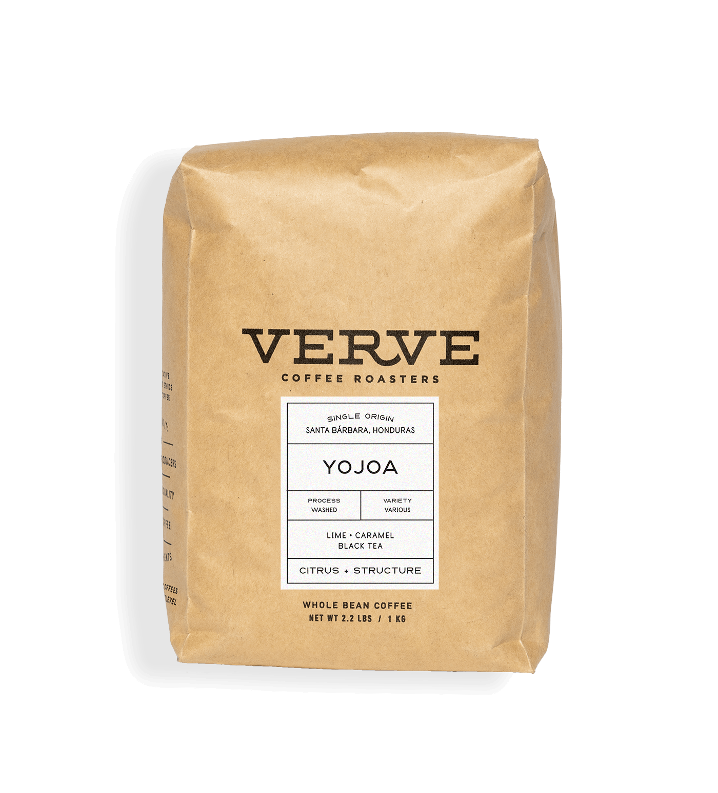 Verve Coffee Roasters - Yojoa - 1kg - Single Origin - Santa Barbara, Honduras - Process: Washed - Variety: Various - Tasting Notes: Lime, Caramel, Black Tea - Citrus + Structure - Whole Bean Coffee - 2.2 lbs / 1 kg